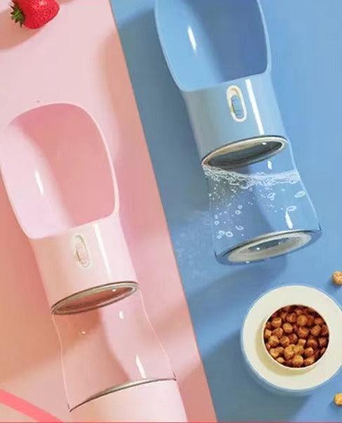Light grey 2-in-1 portable pet feeder and water dispenser for dogs, with a compact design by PAWSOME PETS.