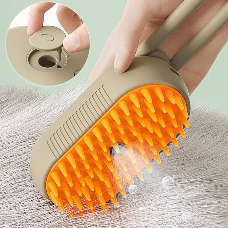 Cashymart cat grooming brush with steam, designed as a cat toy, featuring soft bristles for gentle fur grooming and relaxation.