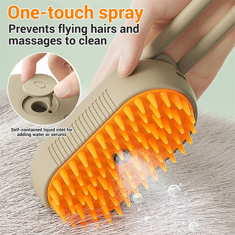 Cashymart cat grooming brush with steam, a cat toy designed to gently groom and soothe cats during brushing.