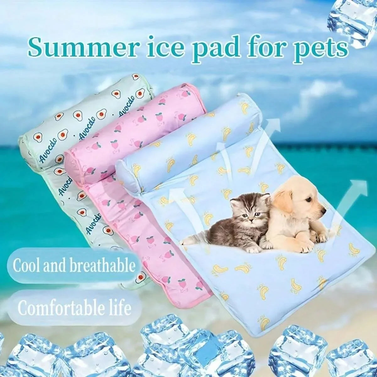 Dog cooling summer mat from Cashymart, washable pet mat designed to keep dogs cool and comfortable during hot weather.