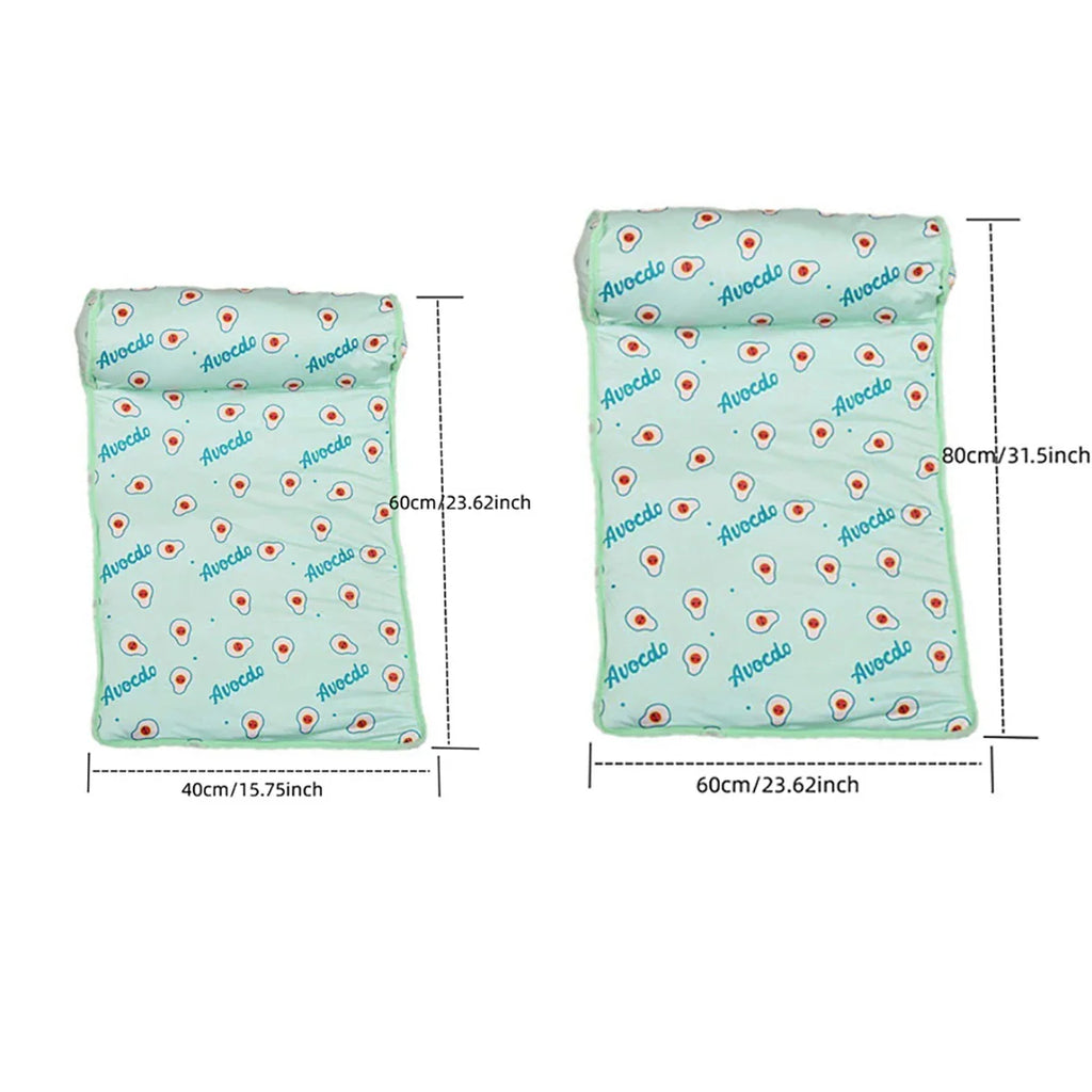 Dog cooling summer mat for pets by Cashymart, washable and lightweight, shown on a dog lying comfortably outdoors.