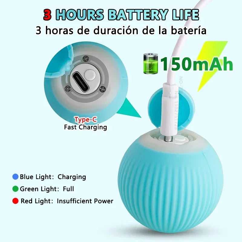 Smart rolling interactive ball toy for cats and dogs by Cashymart, featuring a durable design and engaging movement.