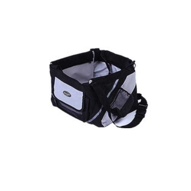 Dog Hugs Cat Bikepaws Pet Traveler removable front bicycle carrier for small cats and dogs, featuring mesh ventilation and secure straps.