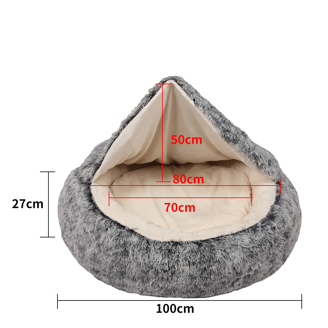 Large Calming Plush Dog Bed by IDropship, cozy anti-anxiety cushion with warm fabric for pets' comfort and relaxation.