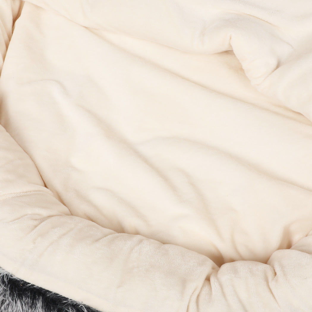 XL IDropship Calming Plush Dog Bed with warm anti-anxiety cushion, soft and cozy pet bed for dogs.